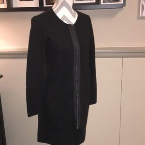 TALBOTS Merino Wool Sweater Dress, Zipper Detailing, Black, Medium